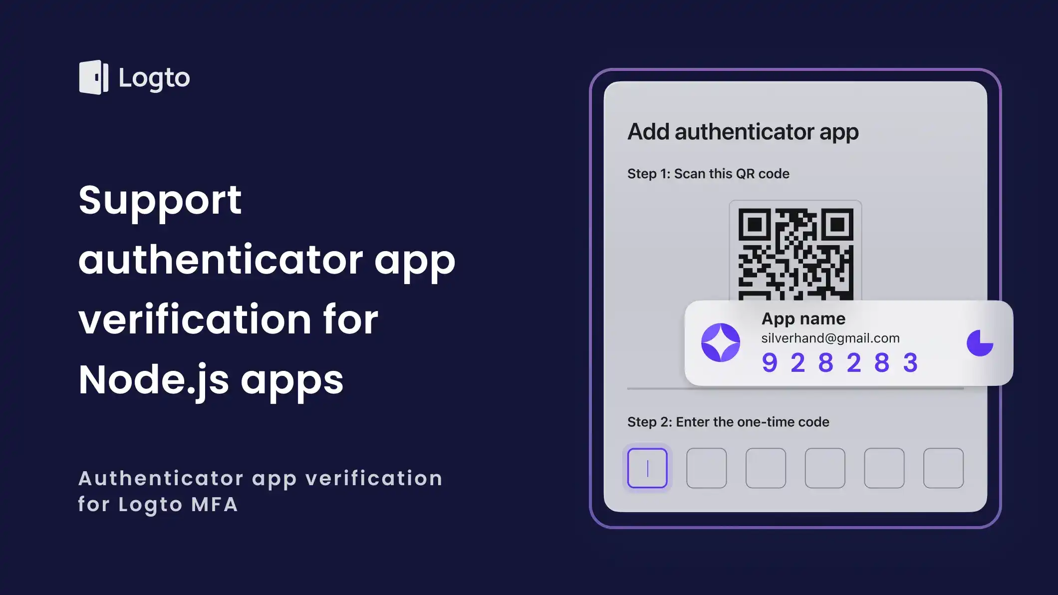 Support authenticator app verification for your Node.js app